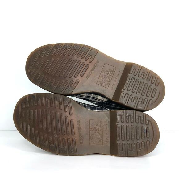 Vintage Dr Martens 1460 Black and White Plaid MIE Canvas Boots Women’s 5 Shoes - Picture 12 of 13